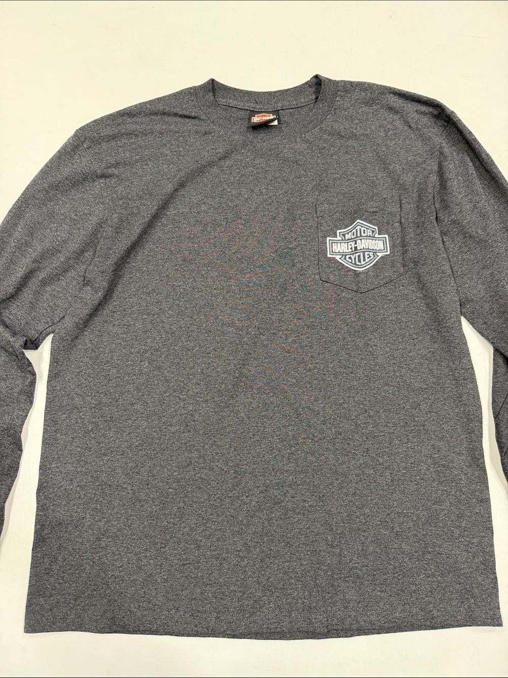 Harley-Davidson Gray Long Sleeve Pocket Tee with Logo